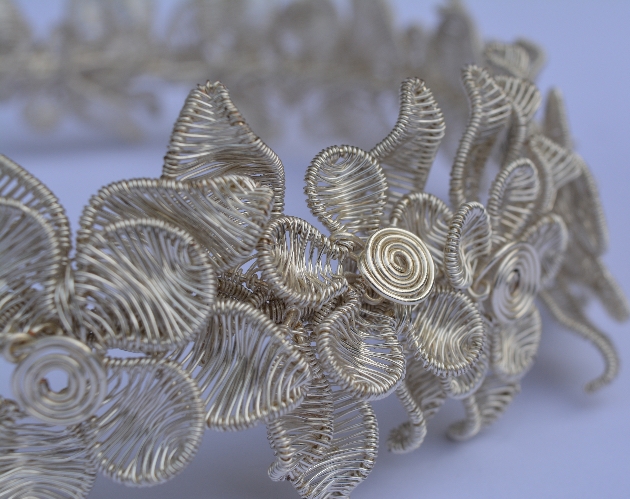 Silver wirework bridal tiara by Somerset's Holly Berkley Jewellery