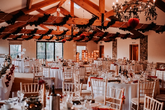 The barn at Aldwick Estate set up ready for a wedding reception