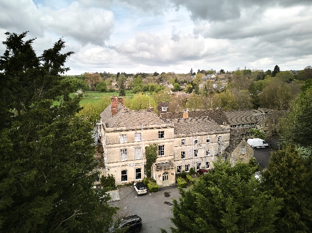 Exterior aerial shot of Stratton House Hotel