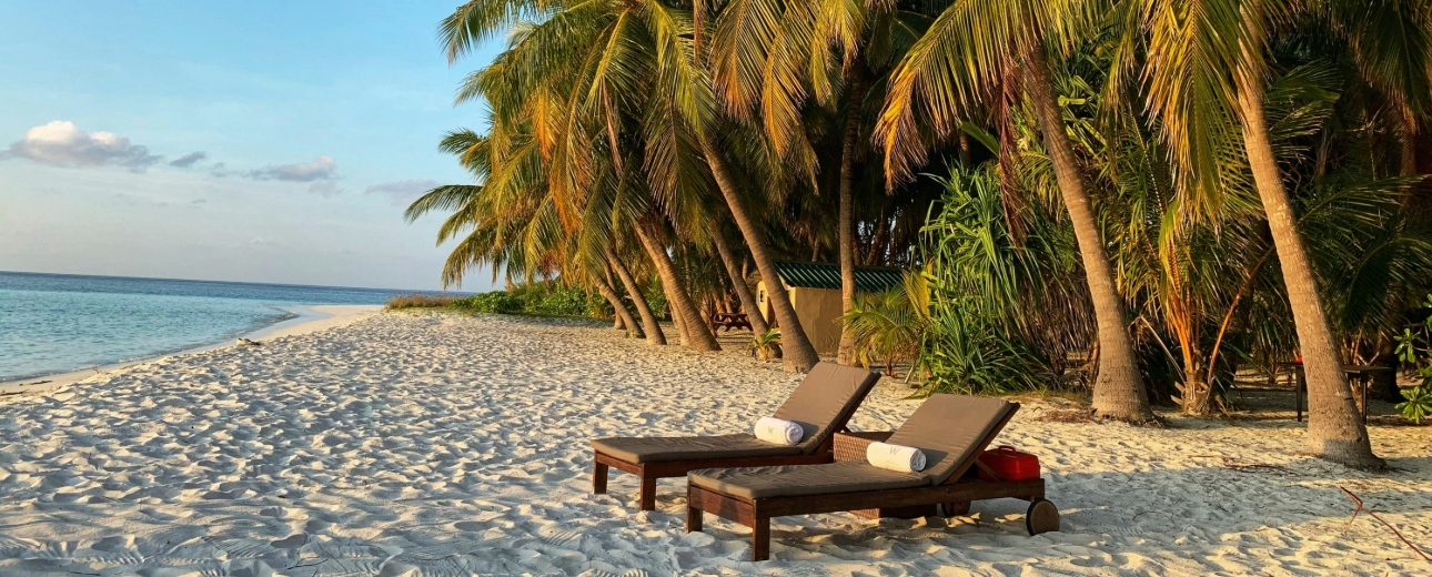 2 brown sun loungers on beach during the day