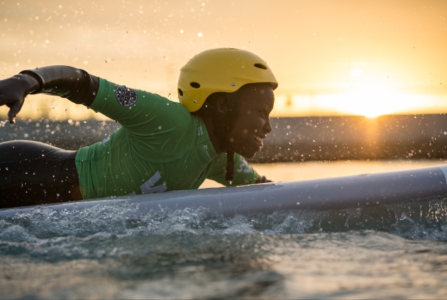 Enjoying a beginner lesson at The Wave