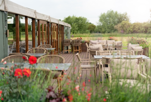 patio of cotswold suite at Eleven Bibury