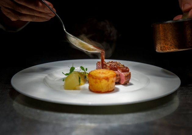 fine dining meal being prepared