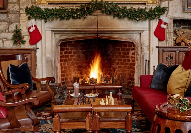 Christmas fireplace at Ellenborough Park