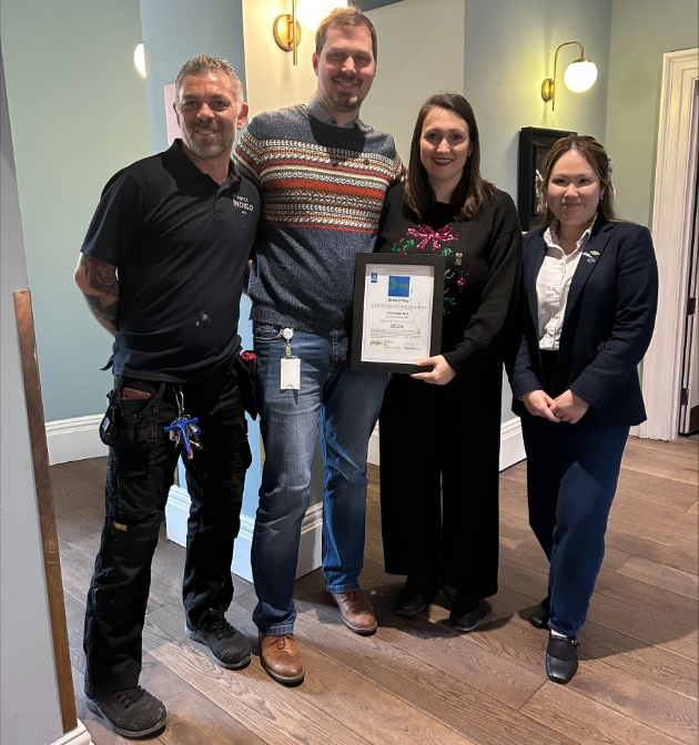 Hotel Indigo Bath team with their Green Key Accreditation